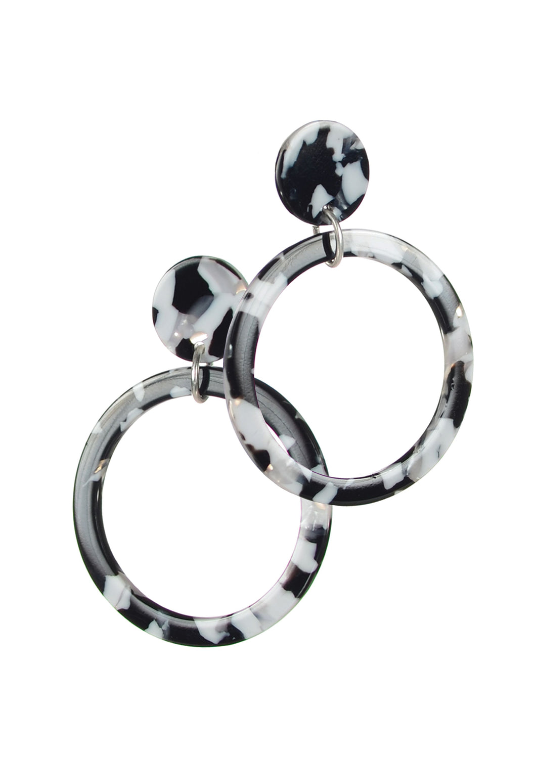 Hot Tomato Classic Rings Acrylic Black/White Earrings