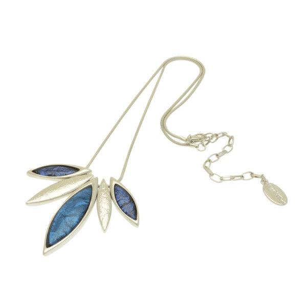 Miss Milly Blue and Silver Resin Leaf Necklace
