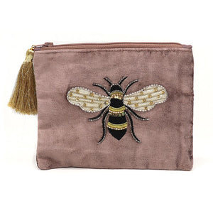 POM Mink velvet embroidered bee purse