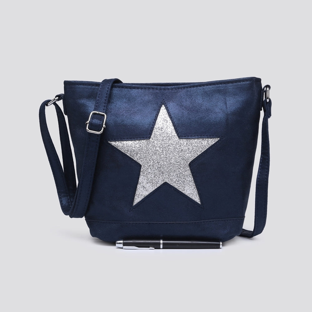 Navy Soft Cross Body Star Bag