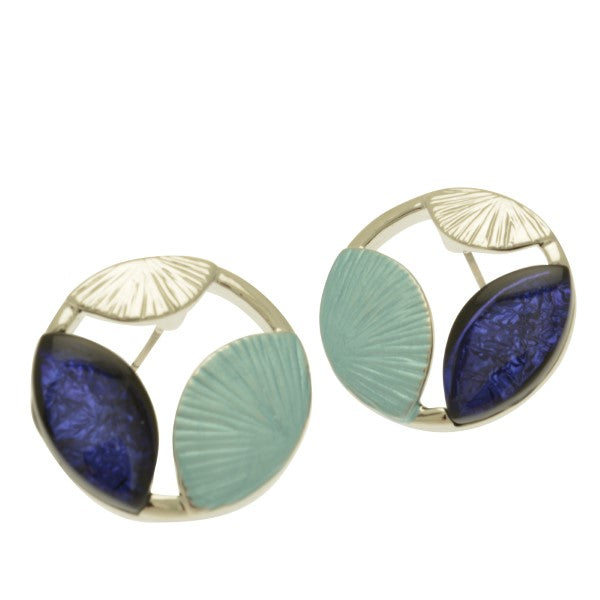 Miss Milly Blue and Silver Ellipse Earrings