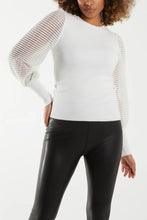 Load image into Gallery viewer, Mesh Puff Sleeve Jumper Ivory
