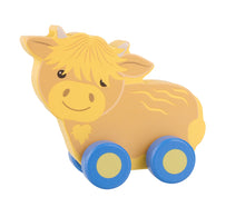 Load image into Gallery viewer, Highland Cow First Push Toy - Orange Tree Toys
