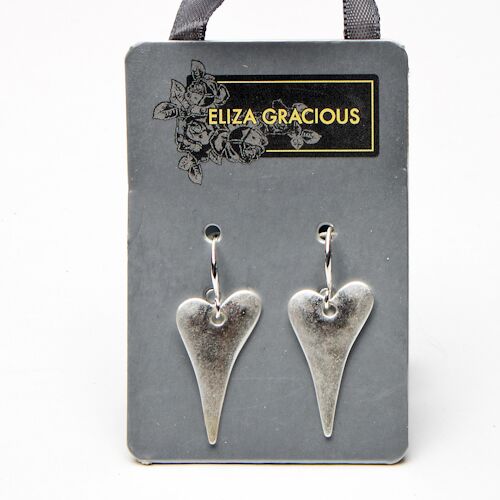 Heart Drop Pale Gold Burnished Earrings