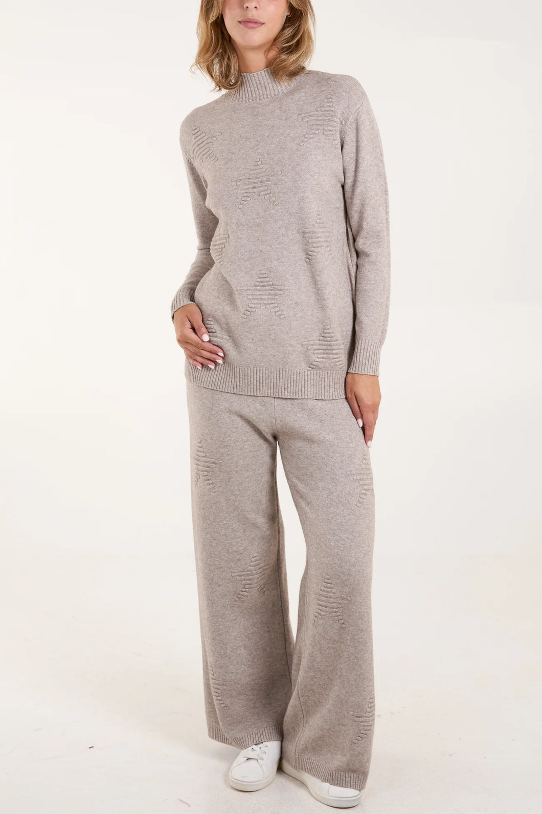 Knitted Star Jumper & Trouser Set Mocha