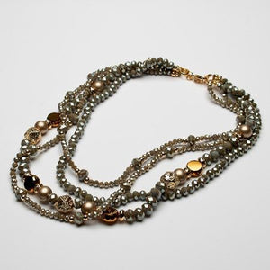 Multi Strand Beaded Beige Necklace