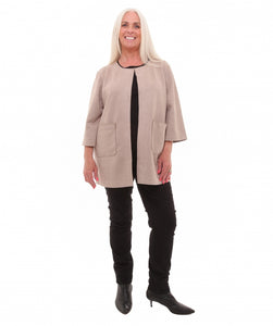 Suedette Half Sleeve Jacket Taupe