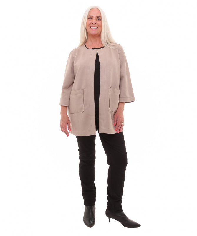 Suedette Half Sleeve Jacket Taupe