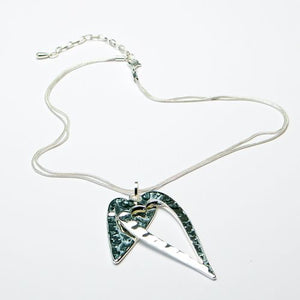 Silver Twin Elongated Heart Necklace