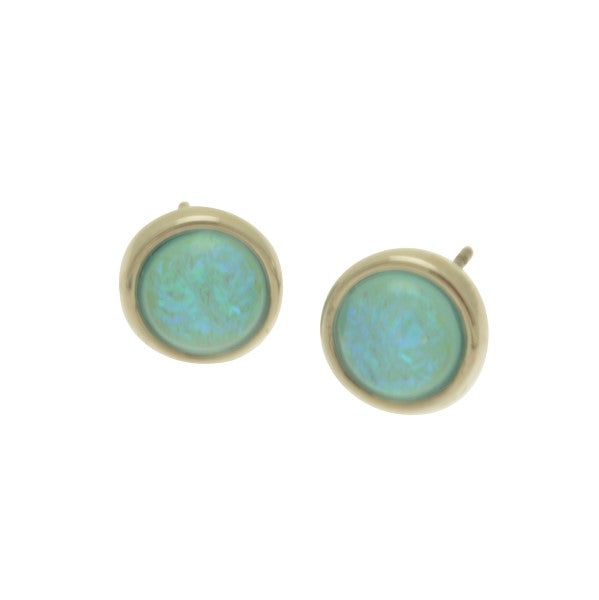 Miss Milly Aqua Green Iridescent Stud Earrings