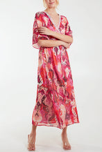 Load image into Gallery viewer, Embellished V Neck Baroque Print Maxi Dress
