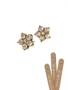 Five Petal Floral Studs - Old Gold/Golden