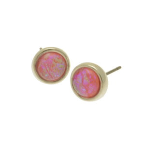 Miss Milly Peach Iridescent Stud Earrings