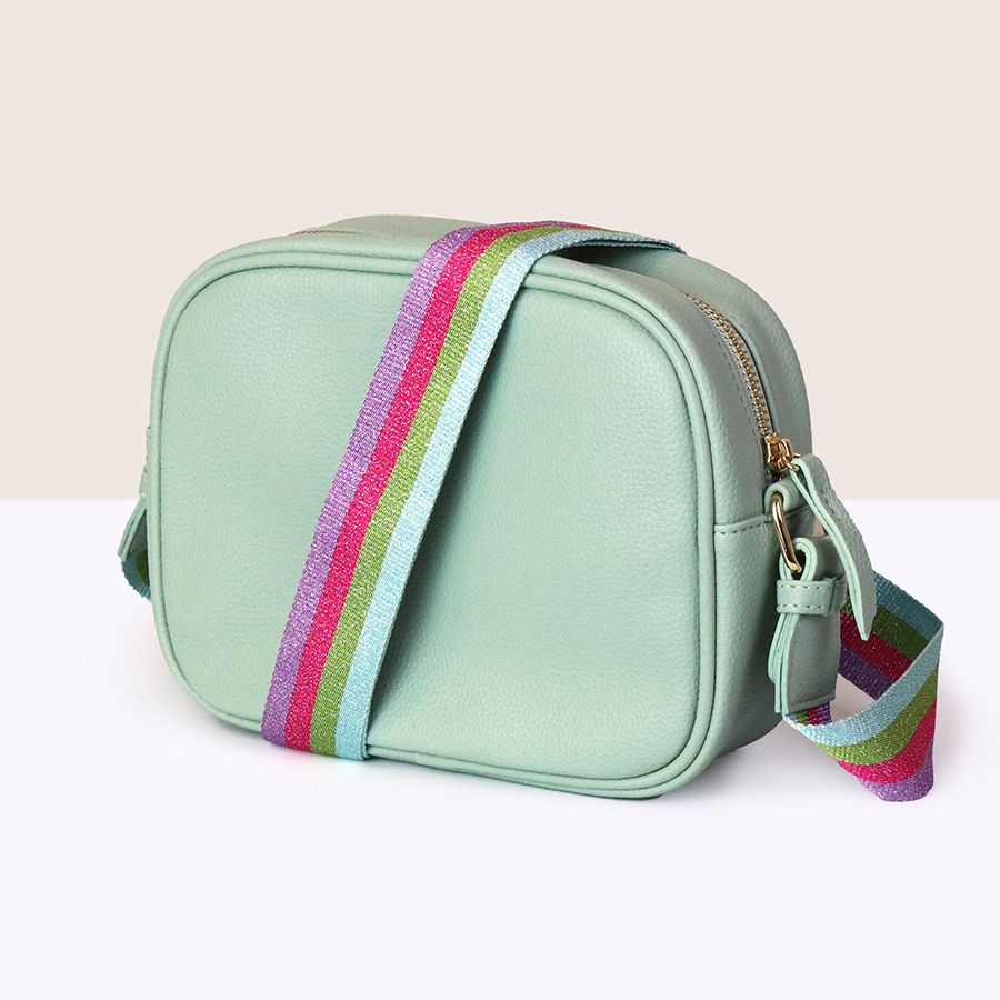 POM Mint Vegan Leather camera bag with striped strap