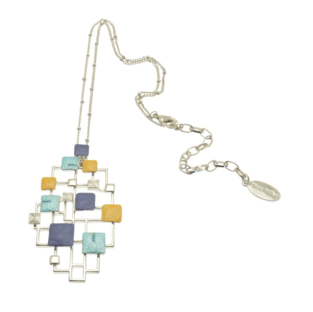 Miss Milly Blue and Yellow Grid Necklace