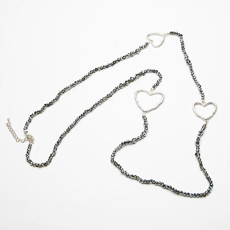 Long Crystal Heart Necklace