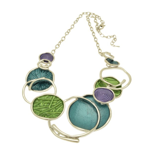 Miss Milly Blue and Green Disc Necklace