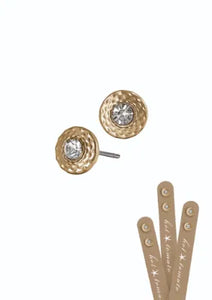 Hot Tomato Crystal Rub Over Style Earrings Gold