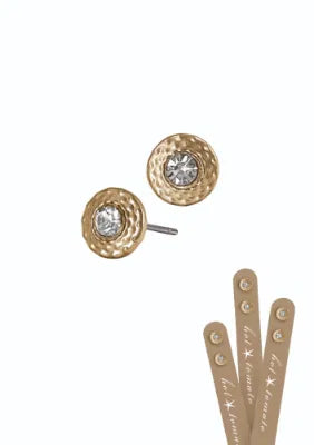 Hot Tomato Crystal Rub Over Style Earrings Gold