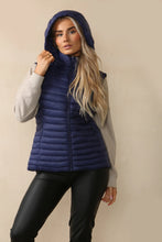 Load image into Gallery viewer, Navy Puffa Detachable Hooded Waist Coat
