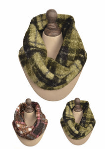 'Check U Out' Faux Fur Snood - Green/Charcoal By Hot Tomato