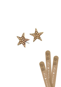 Hot Tomato Crystal Star Studs - Golden With Honey Clear Crystals