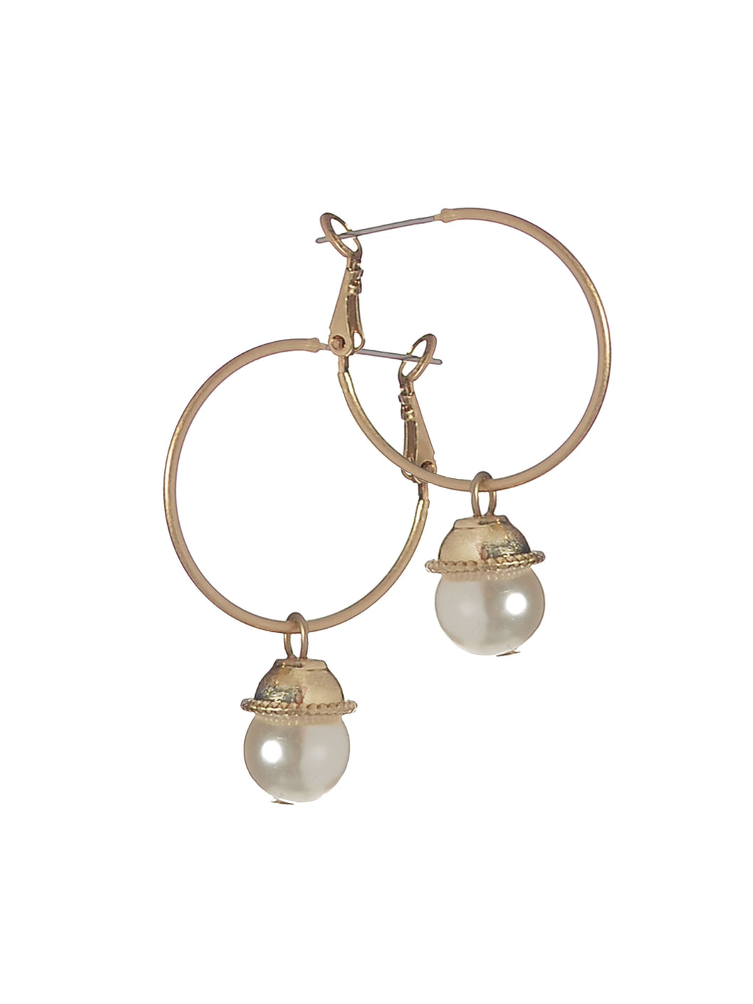 Hot Tomato Pearl Drop on Hoop Earrings