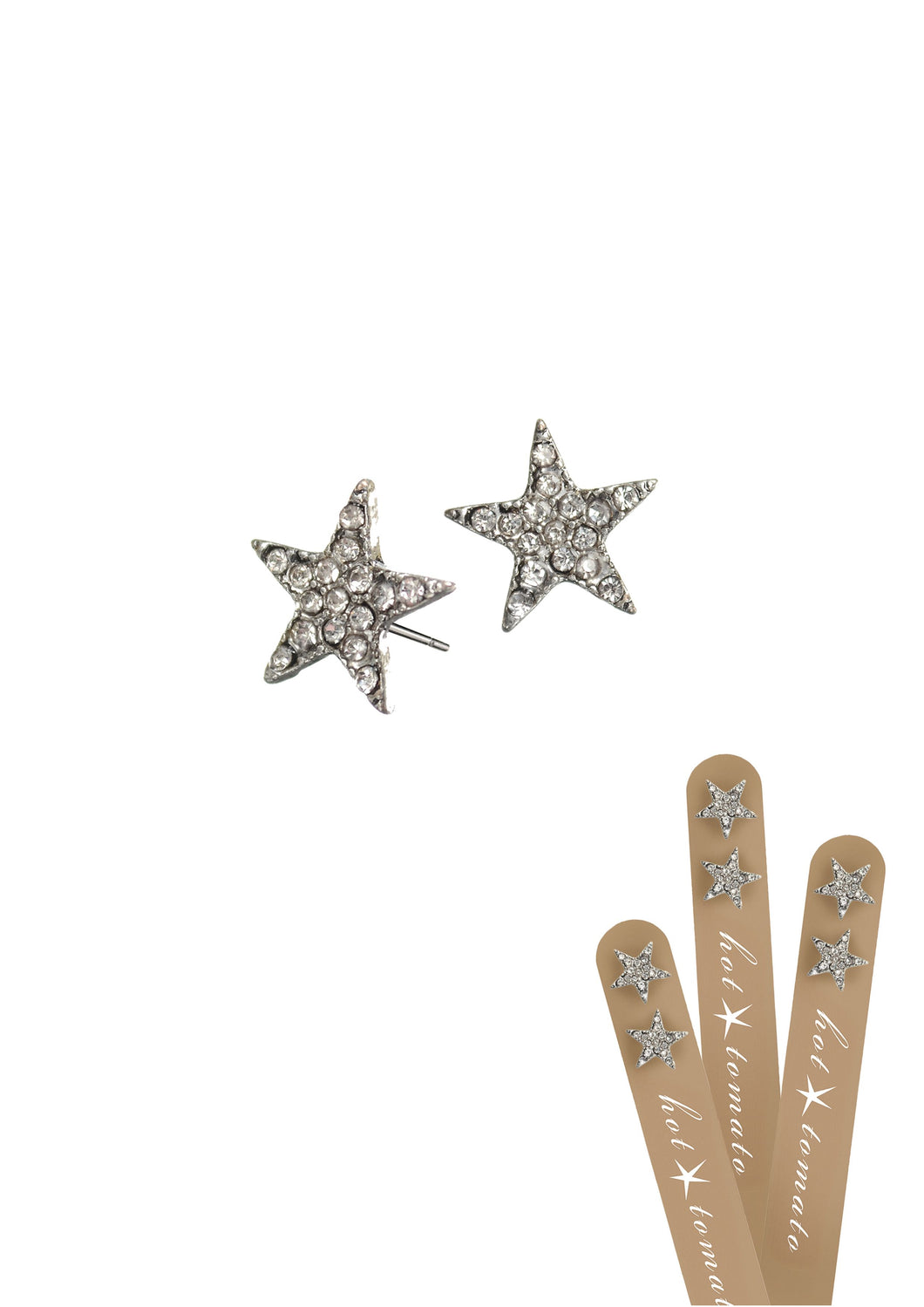 Hot Tomato Crystal Star Studs - Silver With Clear Crystals