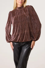 Load image into Gallery viewer, Bronze Diamante Shoulder Pad Puffball Top
