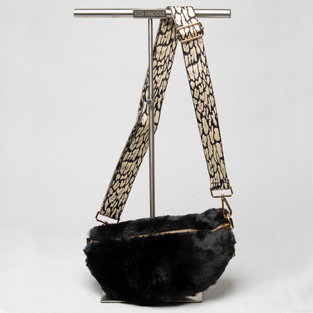 Faux Fur Black Crossbody Bag