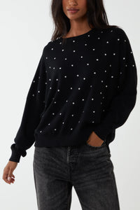 Diamond Star Crew Neck Jumper Black