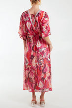 Load image into Gallery viewer, Embellished V Neck Baroque Print Maxi Dress
