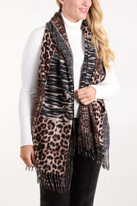 Light Brown Multi Animal Print Scarf