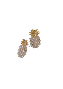 Hot Tomato Pineapple Studs Encrusted With Pearls Earrings