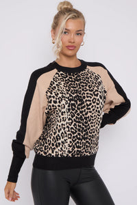 Leopard Detail Jumper Camel