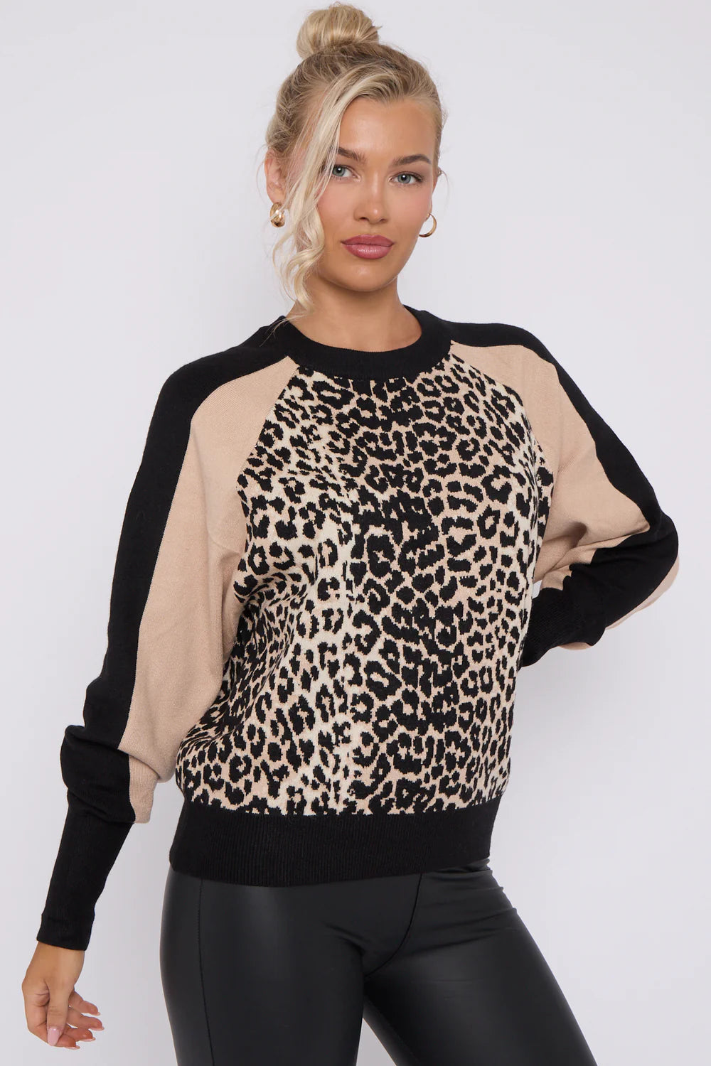 Leopard Detail Jumper Camel