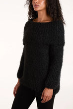 Load image into Gallery viewer, Black Fluffy Knit Off Shoulders Jumper
