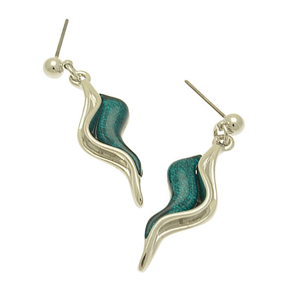 Miss Milly Dark Green Waved Earrings