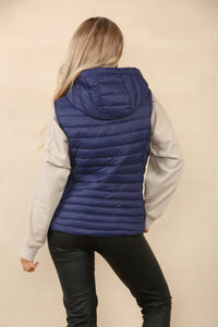 Navy Puffa Detachable Hooded Waist Coat