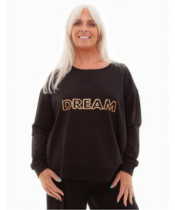 Black DREAM Sequin Loopback Zip Sweat