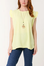 Load image into Gallery viewer, Necklace Frill Sleeve Top Lemon
