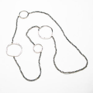 Long Silver Crystal Necklace