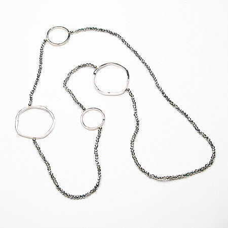 Long Silver Crystal Necklace