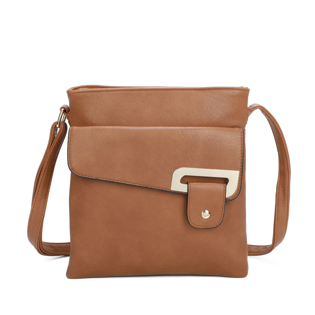 Brown Buckle Bag Gold Detail