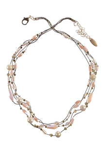 Hot Tomato Fine Line of 4 - Crystal Necklace- Bronze/White/Rose