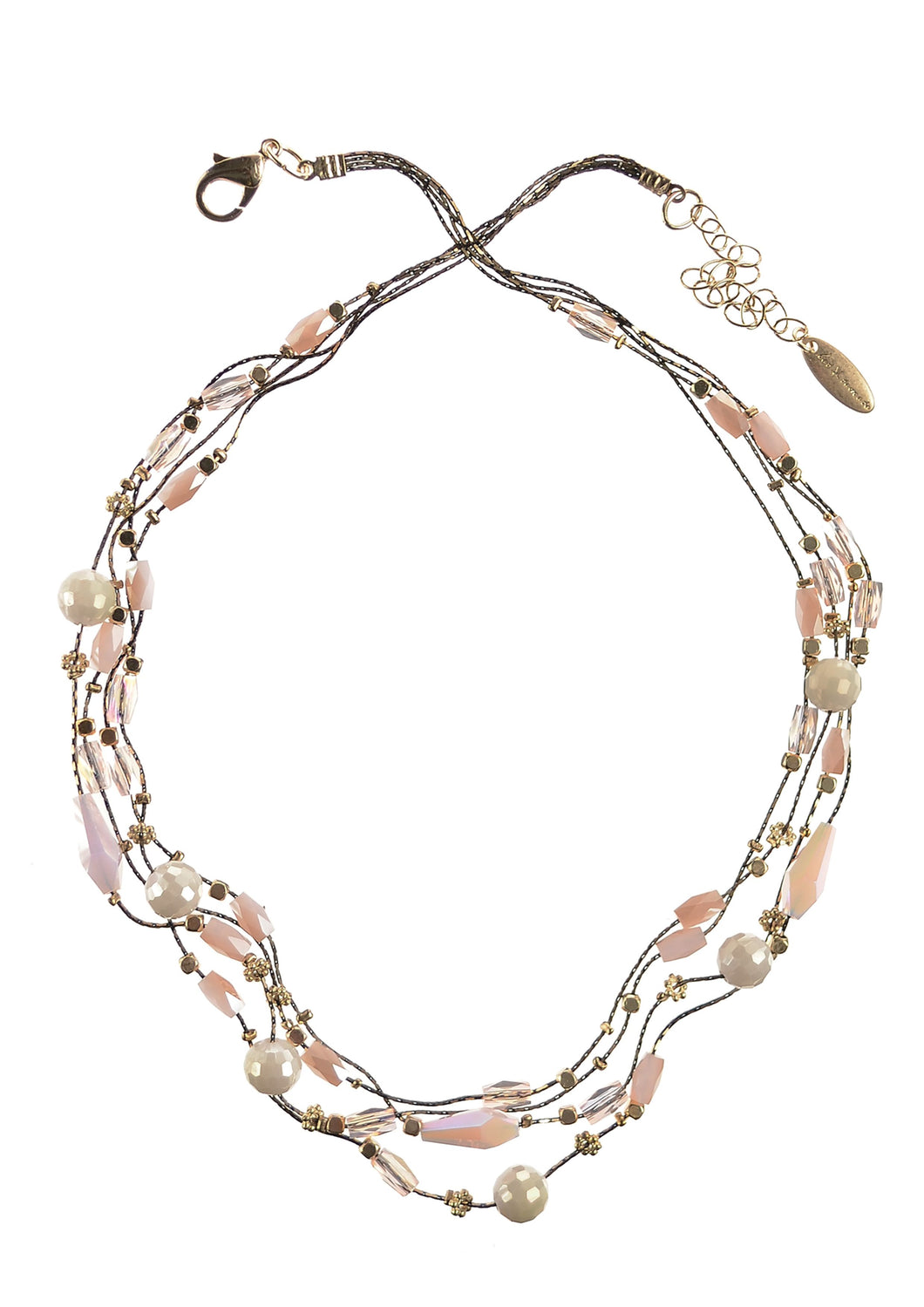 Hot Tomato Fine Line of 4 - Crystal Necklace- Bronze/White/Rose