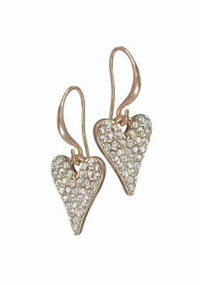 Hot Tomato Crystal Encrusted Gold Heart Earrings
