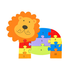 Load image into Gallery viewer, Orange Tree Wooden Lion Number Puzzle
