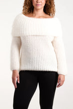 Load image into Gallery viewer, Cream Fluffy Knit Off Shoulders Jumper
