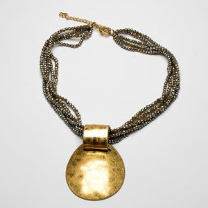 Multi Strand Short Beige Statement Necklace
